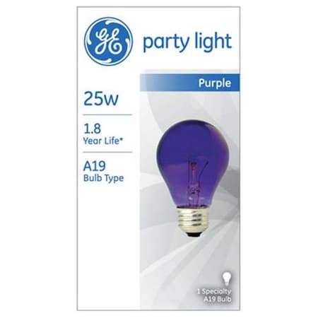 GE Lighting 22731 25W Transparent Purple Party Bulb - Pack Of 6